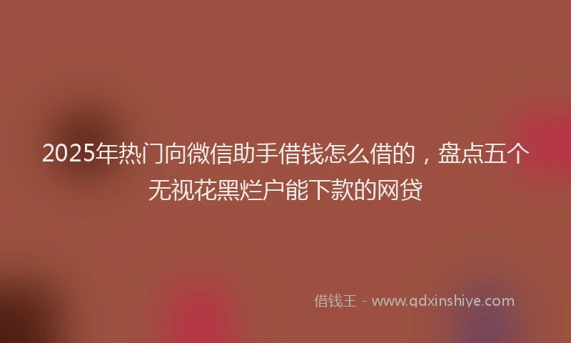 2025年热门向微信助手借钱怎么借的，盘点五个无视花黑烂户能下款的网贷