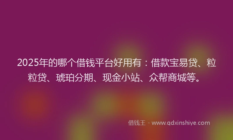2025年的哪个借钱平台好用有：借款宝易贷、粒粒贷、琥珀分期、现金小站、众帮商城等。
