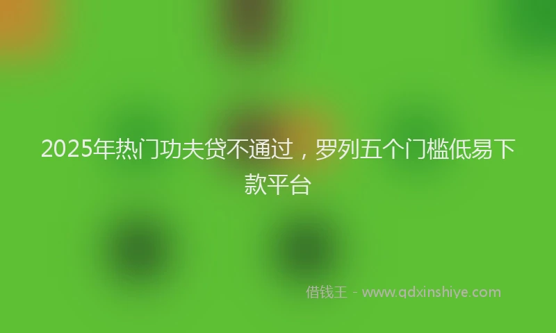 2025年热门功夫贷不通过，罗列五个门槛低易下款平台