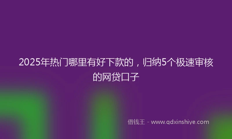 2025年热门哪里有好下款的，归纳5个极速审核的网贷口子