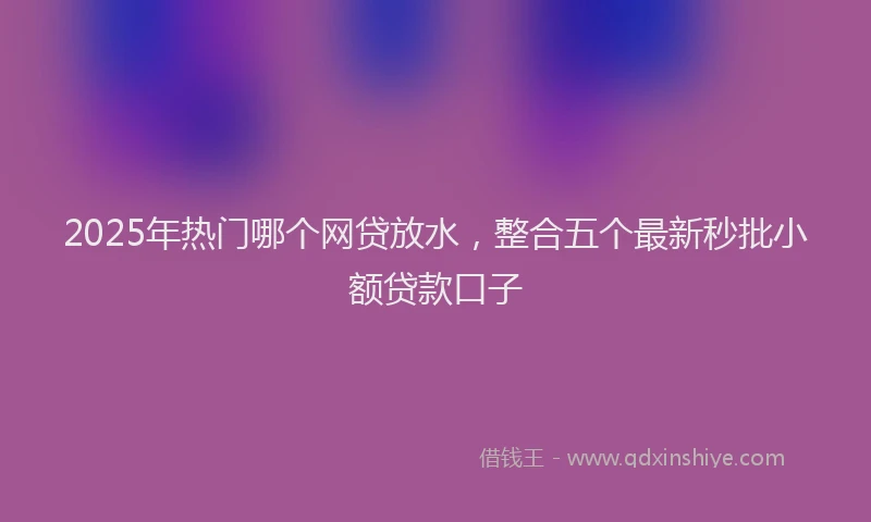 2025年热门哪个网贷放水，整合五个最新秒批小额贷款口子