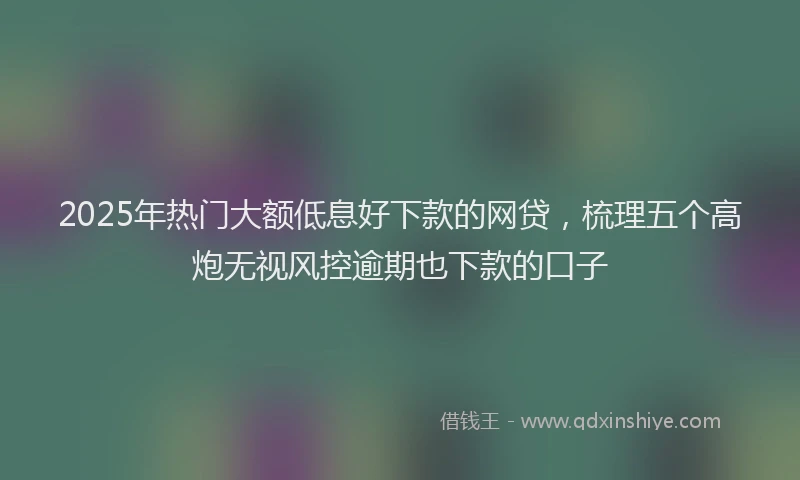 2025年热门大额低息好下款的网贷，梳理五个高炮无视风控逾期也下款的口子