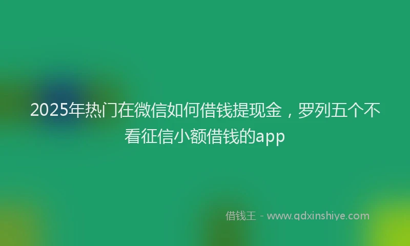 2025年热门在微信如何借钱提现金，罗列五个不看征信小额借钱的app