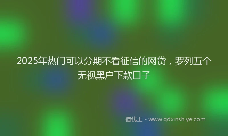 2025年热门可以分期不看征信的网贷，罗列五个无视黑户下款口子