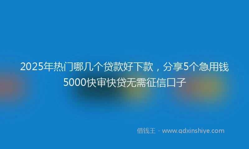 2025年热门哪几个贷款好下款，分享5个急用钱5000快审快贷无需征信口子