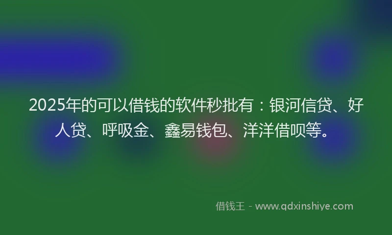 2025年的可以借钱的软件秒批有：银河信贷、好人贷、呼吸金、鑫易钱包、洋洋借呗等。