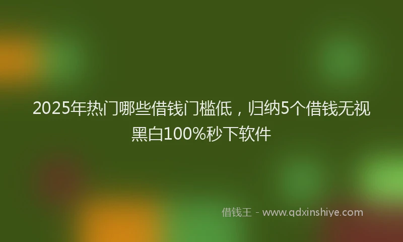 2025年热门哪些借钱门槛低，归纳5个借钱无视黑白100%秒下软件