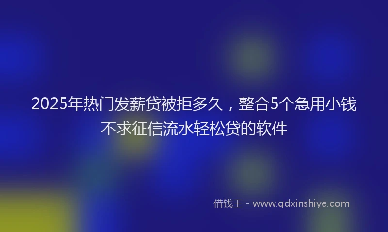 2025年热门发薪贷被拒多久，整合5个急用小钱不求征信流水轻松贷的软件