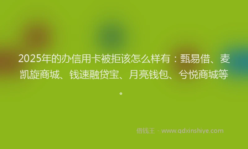 2025年的办信用卡被拒该怎么样有：甄易借、麦凯旋商城、钱速融贷宝、月亮钱包、兮悦商城等。