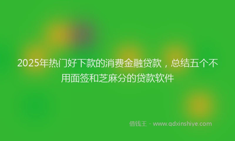 2025年热门好下款的消费金融贷款，总结五个不用面签和芝麻分的贷款软件