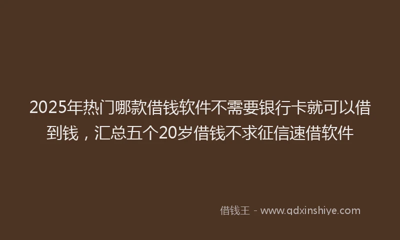 2025年热门哪款借钱软件不需要银行卡就可以借到钱，汇总五个20岁借钱不求征信速借软件