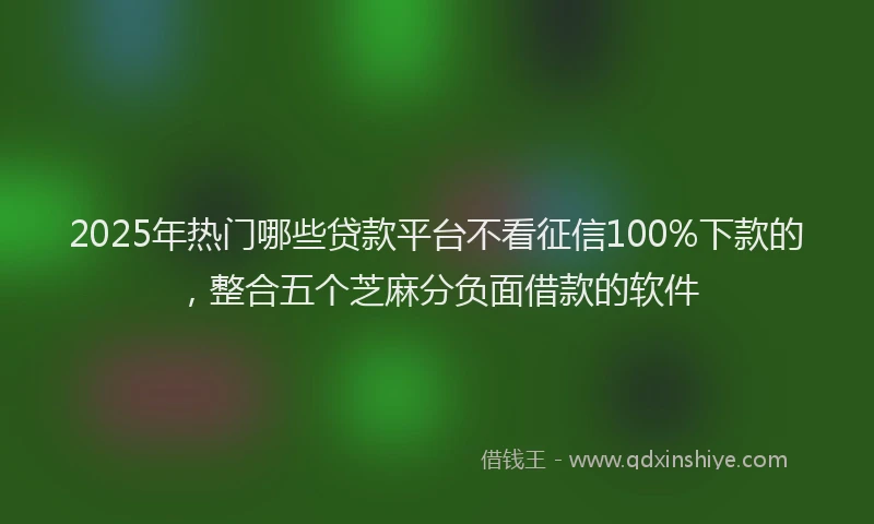 2025年热门哪些贷款平台不看征信100%下款的，整合五个芝麻分负面借款的软件