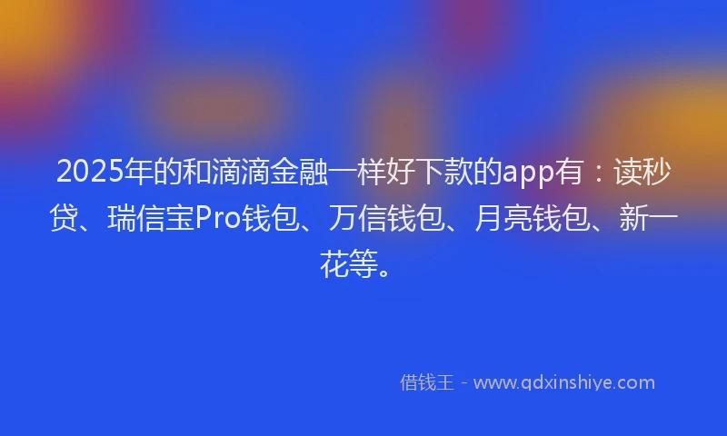 2025年的和滴滴金融一样好下款的app有：读秒贷、瑞信宝Pro钱包、万信钱包、月亮钱包、新一花等。