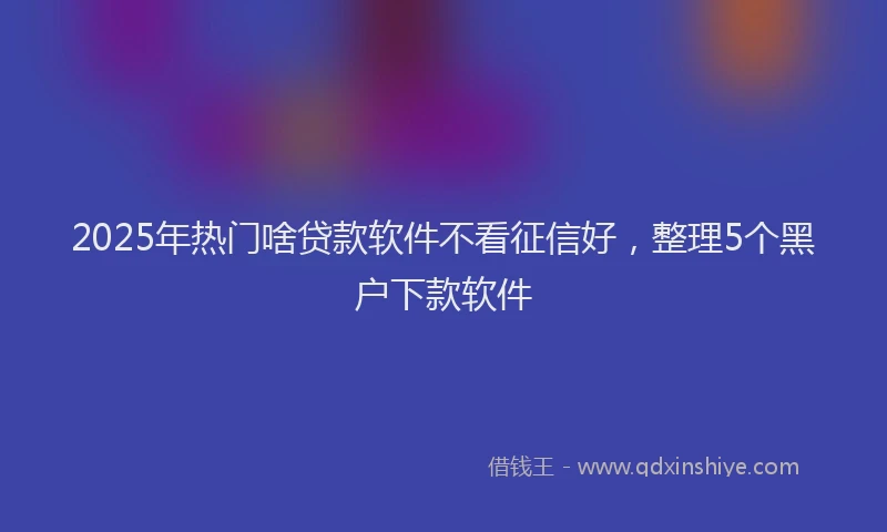 2025年热门啥贷款软件不看征信好，整理5个黑户下款软件