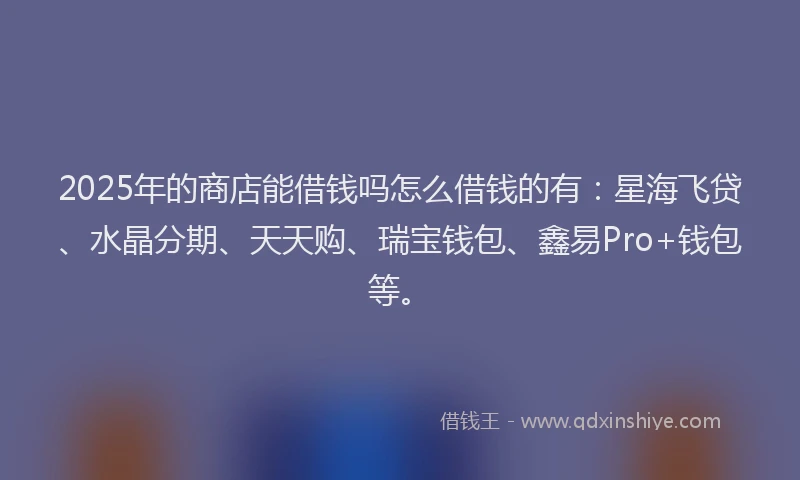 2025年的商店能借钱吗怎么借钱的有：星海飞贷、水晶分期、天天购、瑞宝钱包、鑫易Pro+钱包等。