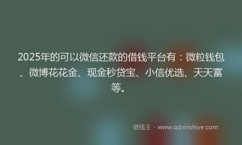 2025年的可以微信还款的借钱平台有：微粒钱包、微博花花金、现金秒贷宝、小信优选、天天富等。