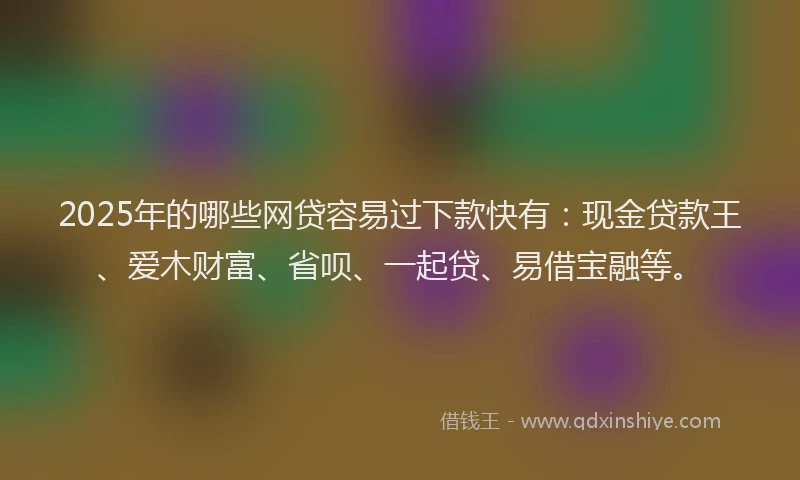 2025年的哪些网贷容易过下款快有：现金贷款王、爱木财富、省呗、一起贷、易借宝融等。
