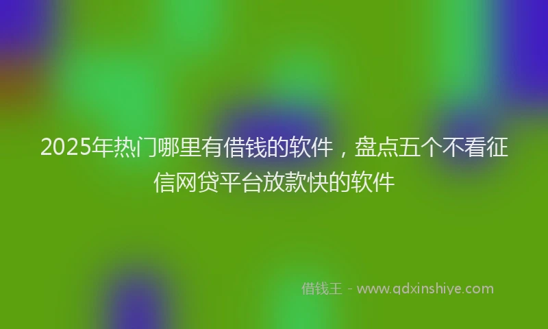 2025年热门哪里有借钱的软件，盘点五个不看征信网贷平台放款快的软件