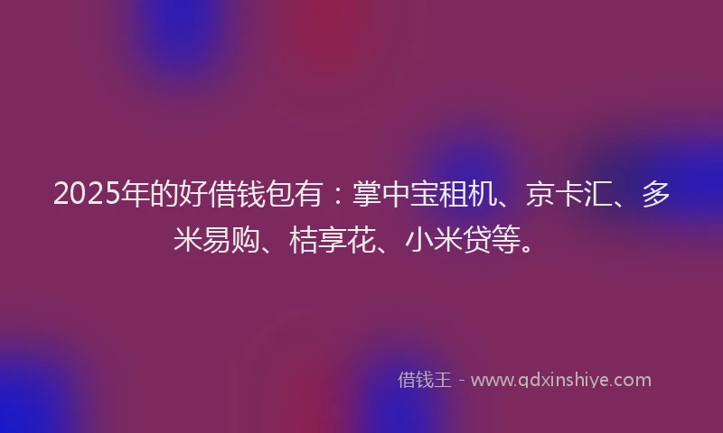 2025年的好借钱包有：掌中宝租机、京卡汇、多米易购、桔享花、小米贷等。