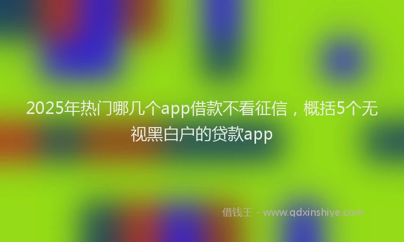 2025年热门哪几个app借款不看征信，概括5个无视黑白户的贷款app