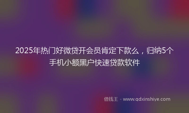 2025年热门好微贷开会员肯定下款么，归纳5个手机小额黑户快速贷款软件