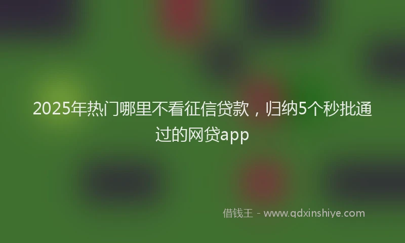 2025年热门哪里不看征信贷款，归纳5个秒批通过的网贷app