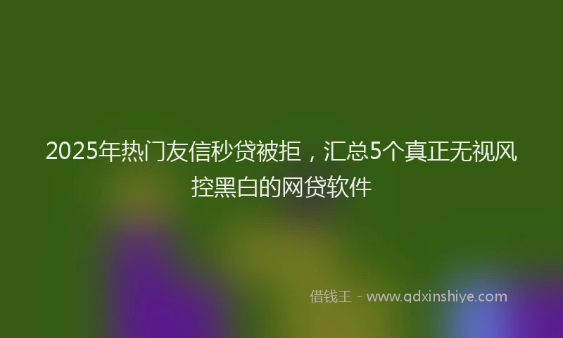 2025年热门友信秒贷被拒，汇总5个真正无视风控黑白的网贷软件