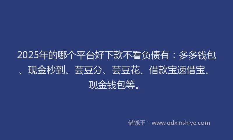 2025年的哪个平台好下款不看负债有：多多钱包、现金秒到、芸豆分、芸豆花、借款宝速借宝、现金钱包等。