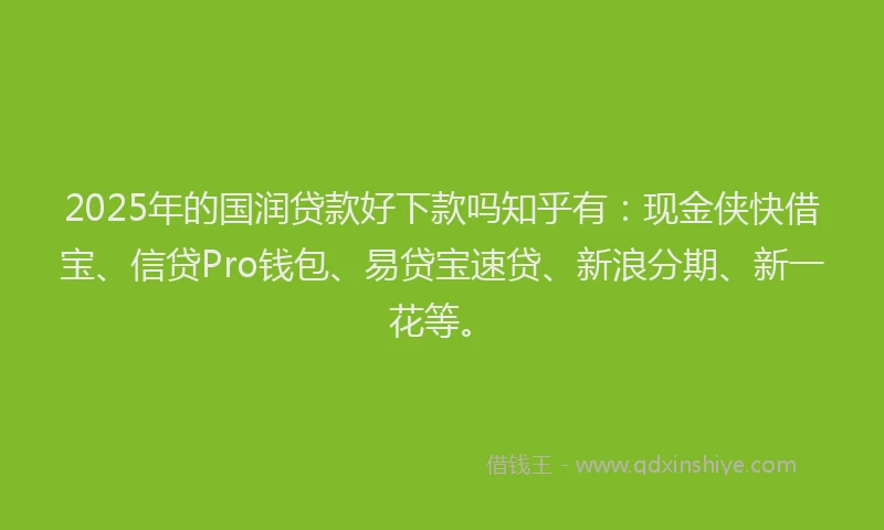 2025年的国润贷款好下款吗知乎有：现金侠快借宝、信贷Pro钱包、易贷宝速贷、新浪分期、新一花等。