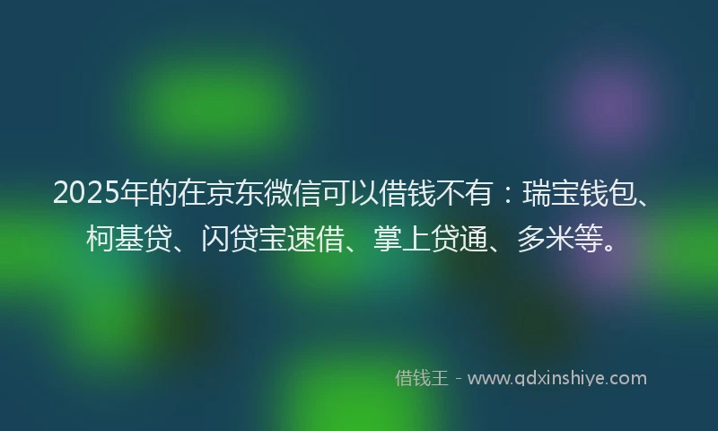 2025年的在京东微信可以借钱不有：瑞宝钱包、柯基贷、闪贷宝速借、掌上贷通、多米等。