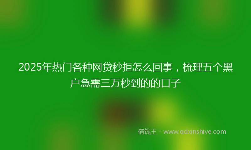 2025年热门各种网贷秒拒怎么回事，梳理五个黑户急需三万秒到的的口子