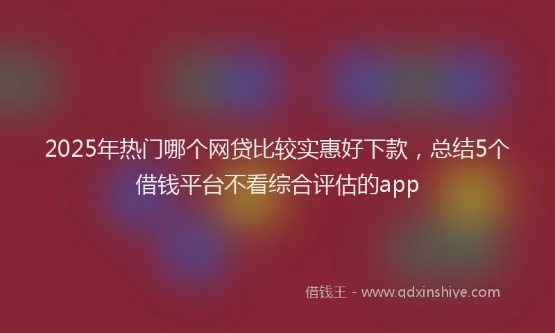 2025年热门哪个网贷比较实惠好下款，总结5个借钱平台不看综合评估的app