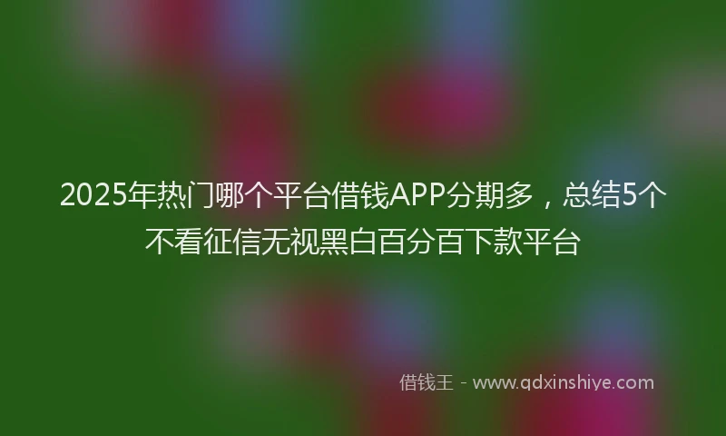 2025年热门哪个平台借钱APP分期多，总结5个不看征信无视黑白百分百下款平台