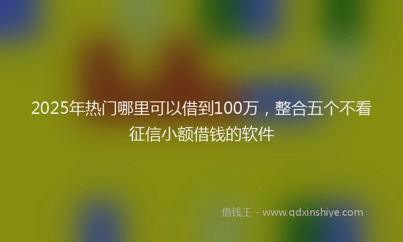 2025年热门哪里可以借到100万，整合五个不看征信小额借钱的软件