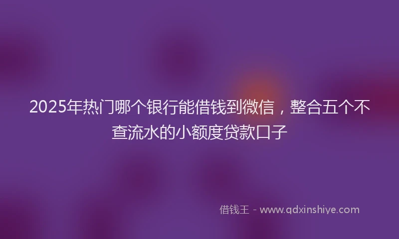 2025年热门哪个银行能借钱到微信，整合五个不查流水的小额度贷款口子