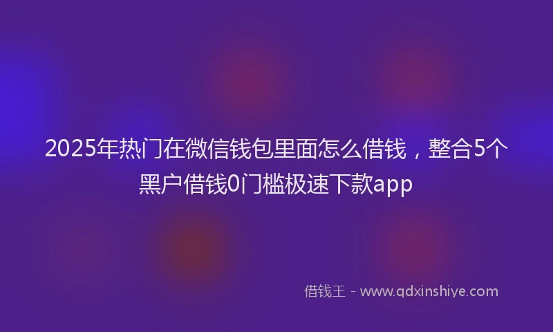 2025年热门在微信钱包里面怎么借钱，整合5个黑户借钱0门槛极速下款app