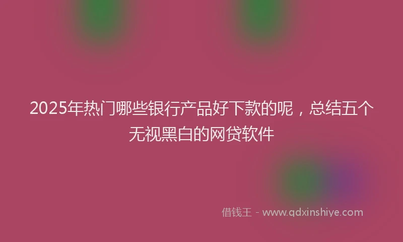 2025年热门哪些银行产品好下款的呢，总结五个无视黑白的网贷软件