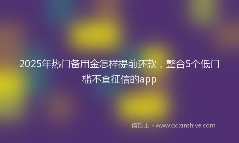 2025年热门备用金怎样提前还款，整合5个低门槛不查征信的app