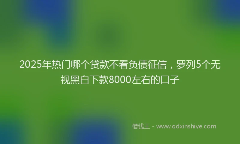 2025年热门哪个贷款不看负债征信，罗列5个无视黑白下款8000左右的口子