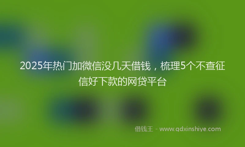 2025年热门加微信没几天借钱，梳理5个不查征信好下款的网贷平台