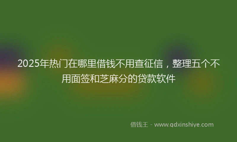 2025年热门在哪里借钱不用查征信，整理五个不用面签和芝麻分的贷款软件