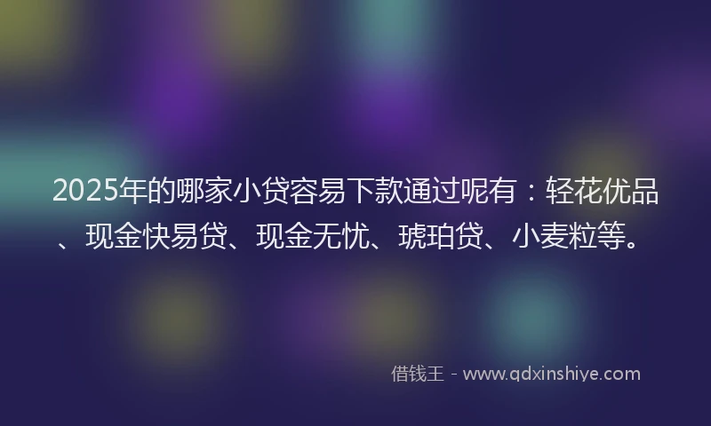 2025年的哪家小贷容易下款通过呢有：轻花优品、现金快易贷、现金无忧、琥珀贷、小麦粒等。