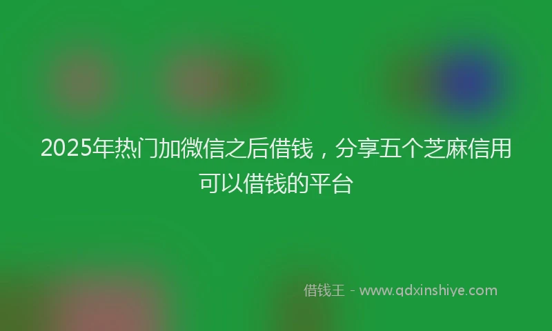 2025年热门加微信之后借钱，分享五个芝麻信用可以借钱的平台