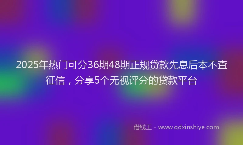 2025年热门可分36期48期正规贷款先息后本不查征信，分享5个无视评分的贷款平台