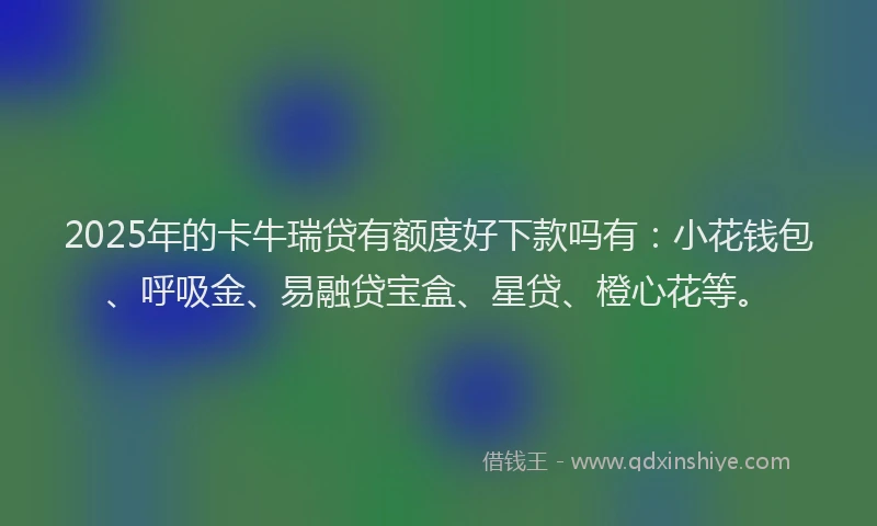 2025年的卡牛瑞贷有额度好下款吗有：小花钱包、呼吸金、易融贷宝盒、星贷、橙心花等。