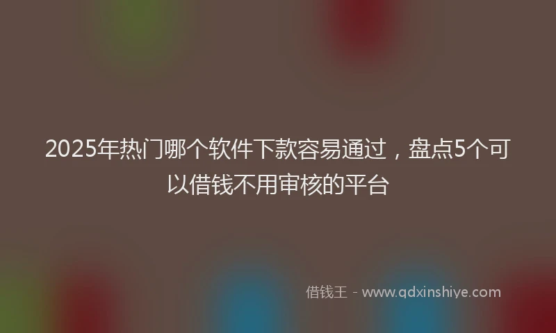 2025年热门哪个软件下款容易通过，盘点5个可以借钱不用审核的平台