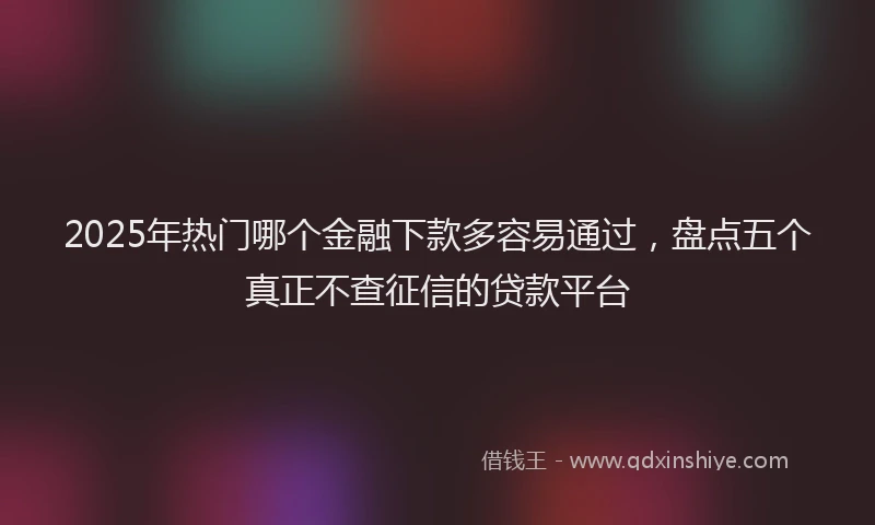 2025年热门哪个金融下款多容易通过，盘点五个真正不查征信的贷款平台