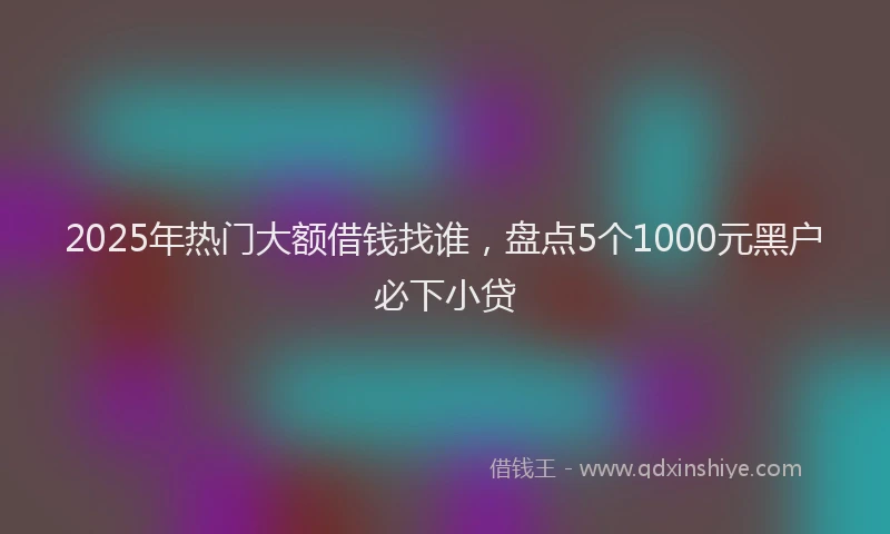 2025年热门大额借钱找谁，盘点5个1000元黑户必下小贷