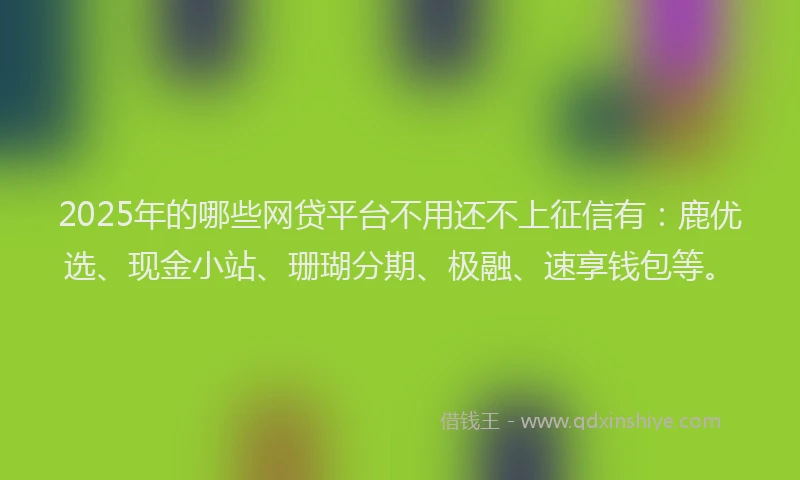 2025年的哪些网贷平台不用还不上征信有：鹿优选、现金小站、珊瑚分期、极融、速享钱包等。