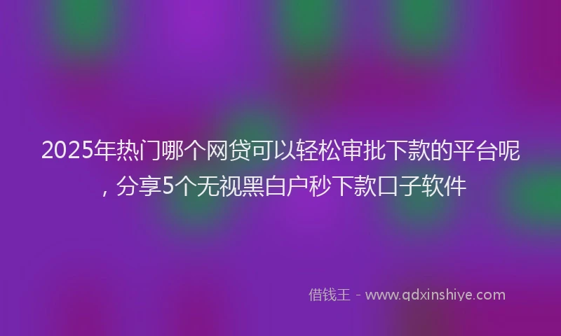 2025年热门哪个网贷可以轻松审批下款的平台呢，分享5个无视黑白户秒下款口子软件
